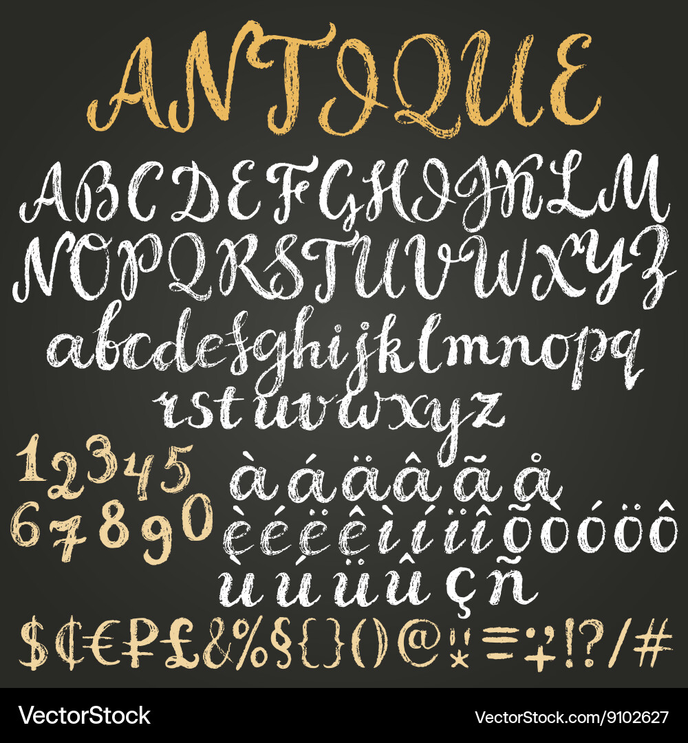 Chalk Script latin alphabet Lizenzfreies Vektorbild