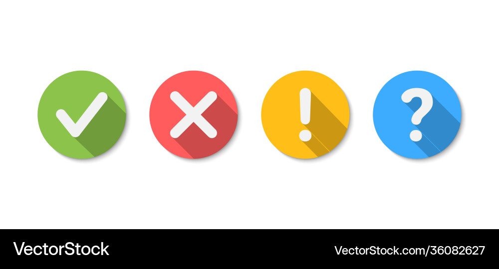 Cross check mark question and exclamation vector image