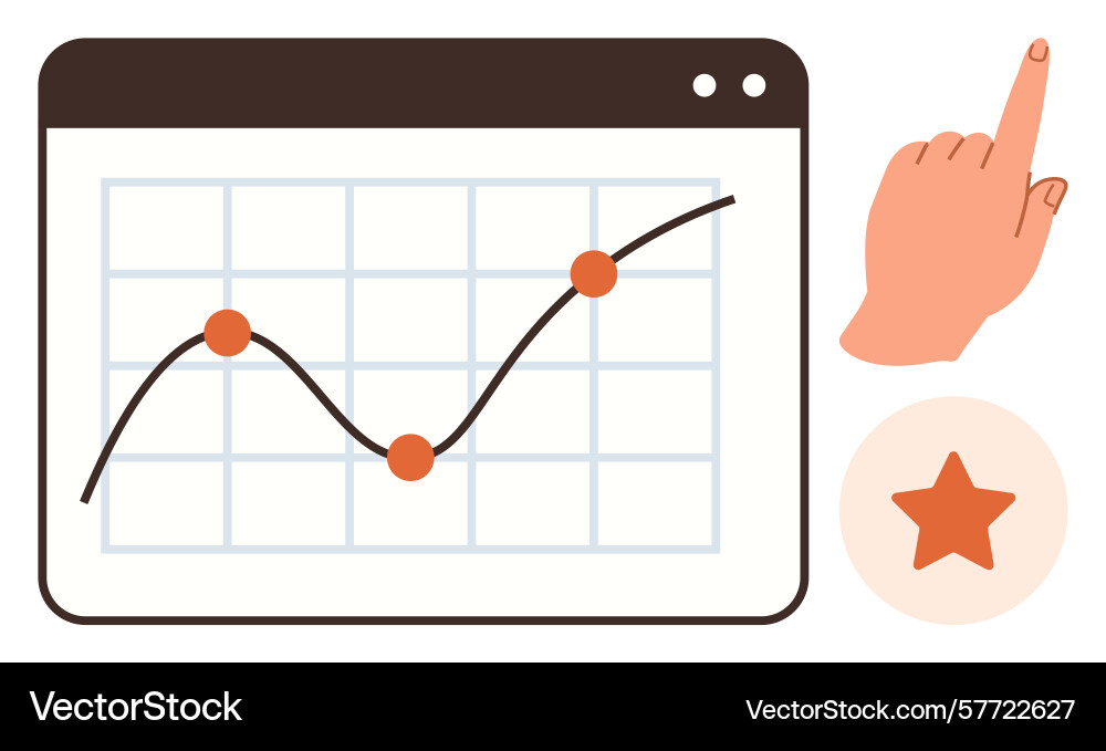 Data analysis progress with line chart hand Data analysis progress with line chart hand vector image