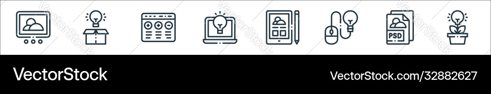 Design thinking line icons linear set quality Design thinking line icons linear set quality vector image