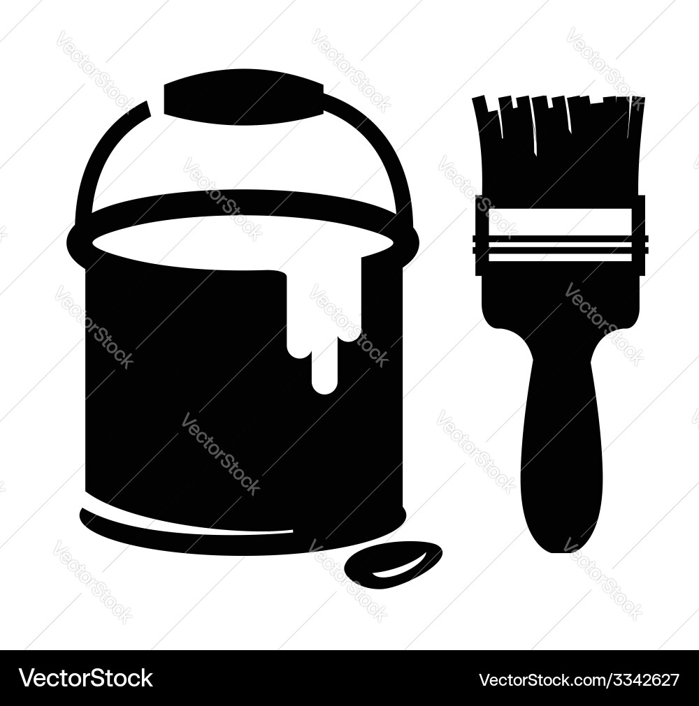 Paint and Brush Set vector image
