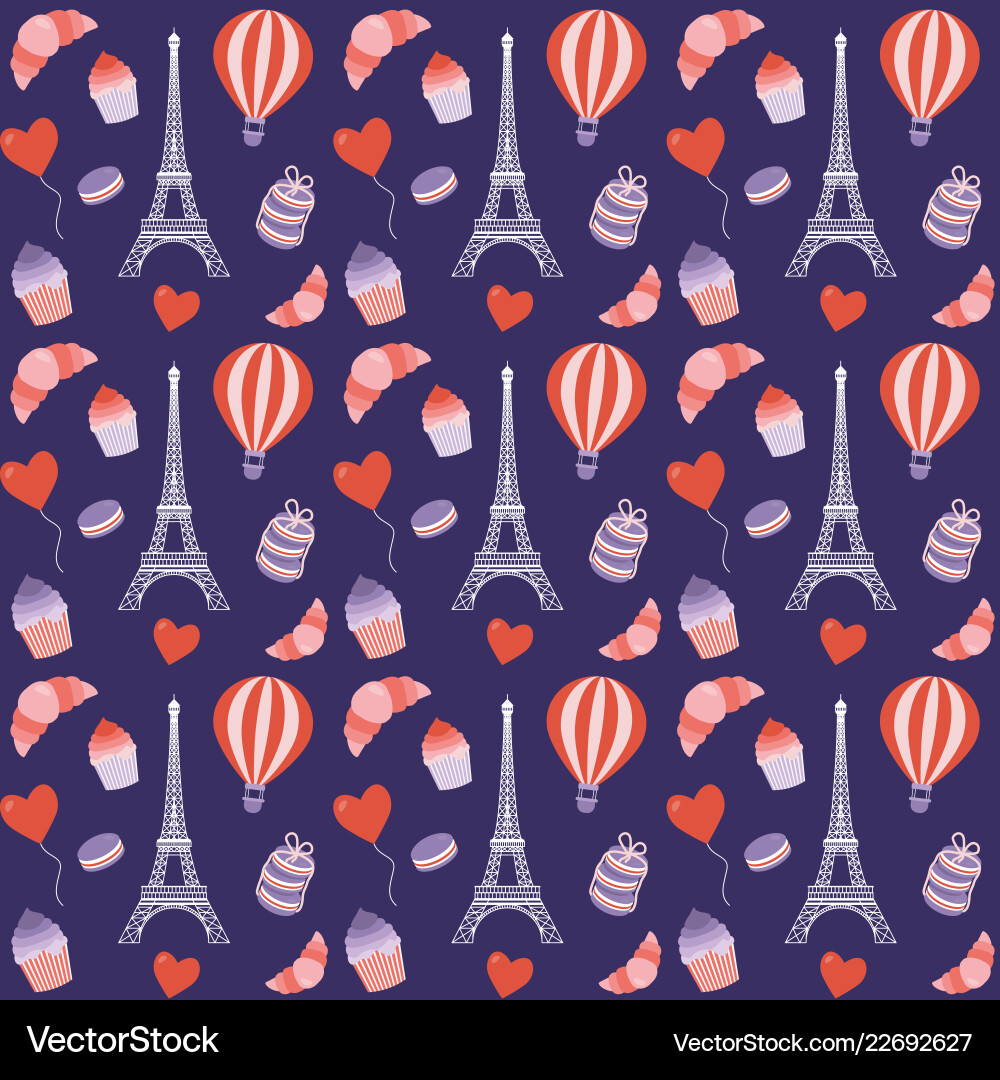 Parisian Eifel Tower Seamless Pattern Vector Image