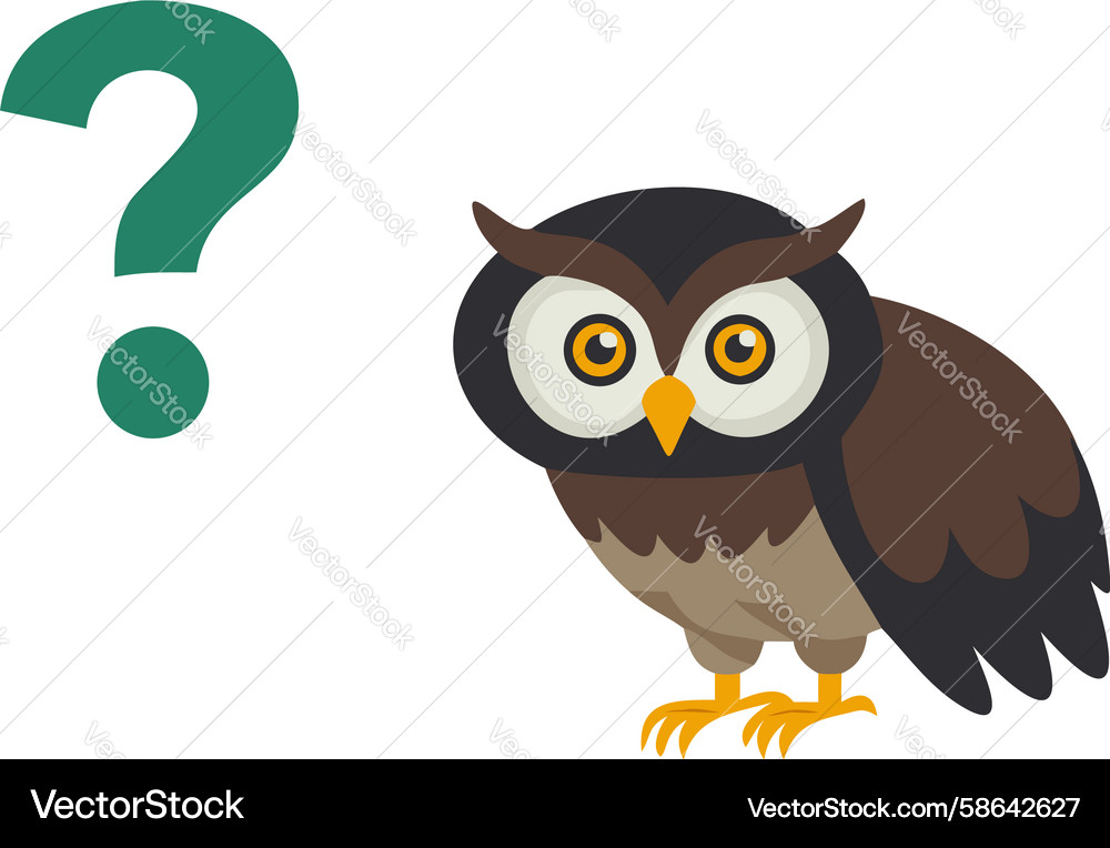 Perplexed Owl Question Mark Vector Image