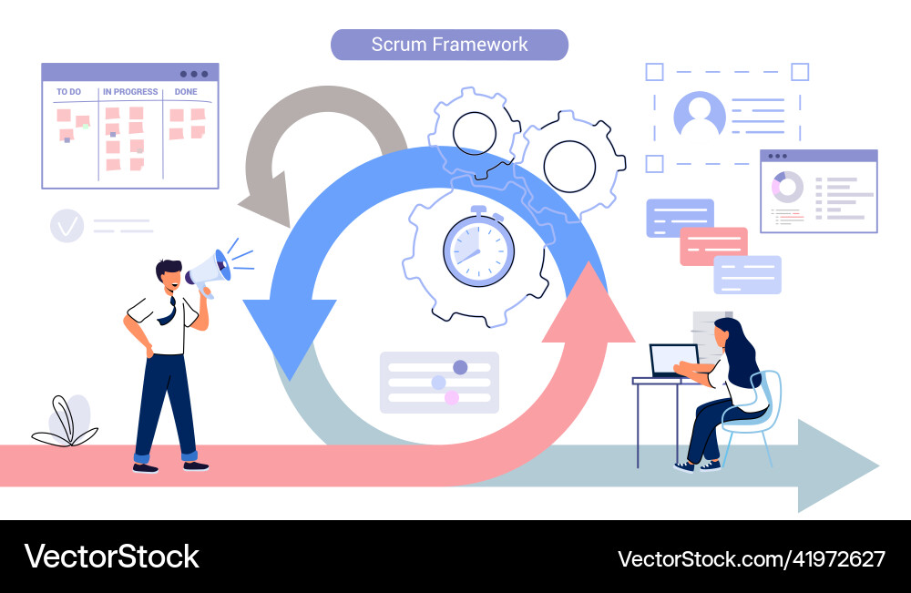 Scrum framework software development methodology Scrum framework software development methodology vector image