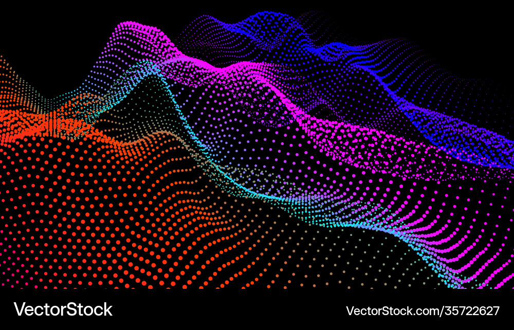 Sea waves from node hud data dots flow research vector image