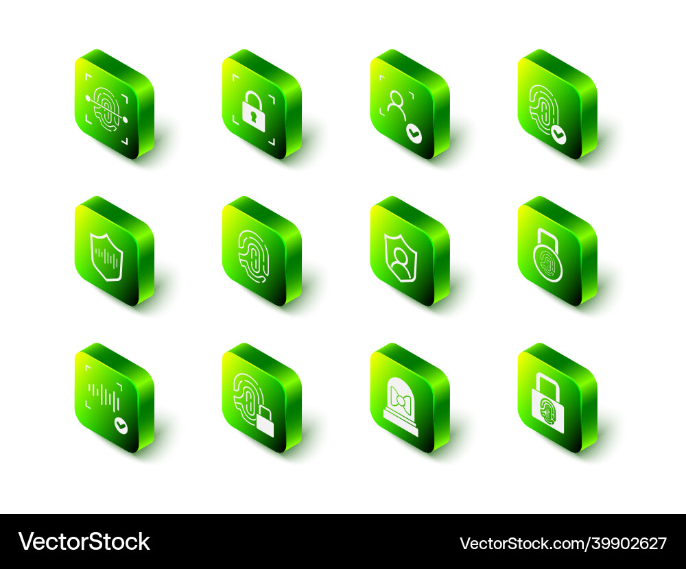 Set fingerprint with lock face recognition user Set fingerprint with lock face recognition user vector image
