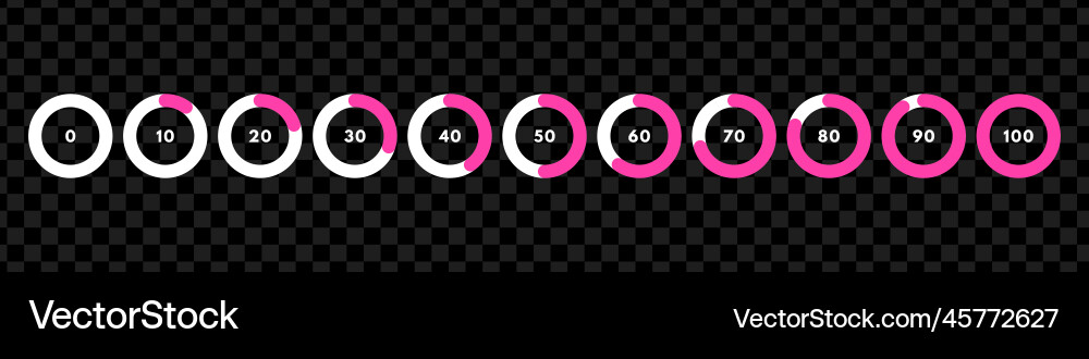 Set of pink circular progress bar timer icon Set of pink circular progress bar timer icon vector image
