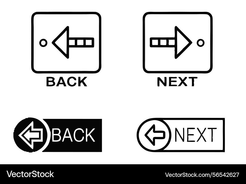 Set von einfachen vorherigen und nächsten Icons mit Pfeilen Set von einfachen vorherigen und nächsten Icons mit Pfeilen vektorbild