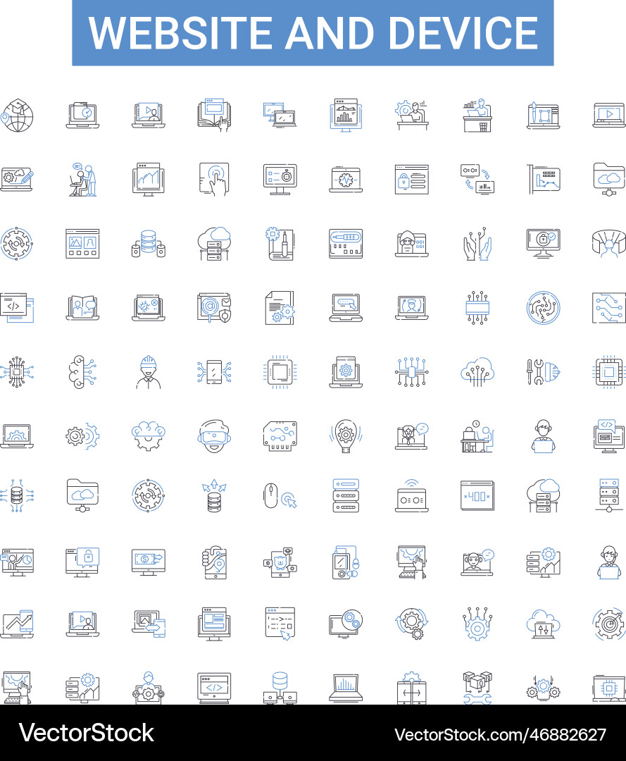 Website and device outline icons collection Website and device outline icons collection vector image