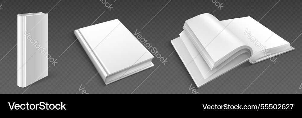 White closed and open hardcover books side view White closed and open hardcover books side view vector image