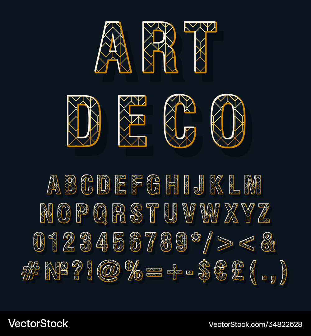 Art Deco 3D Alphabet Set Vector Image