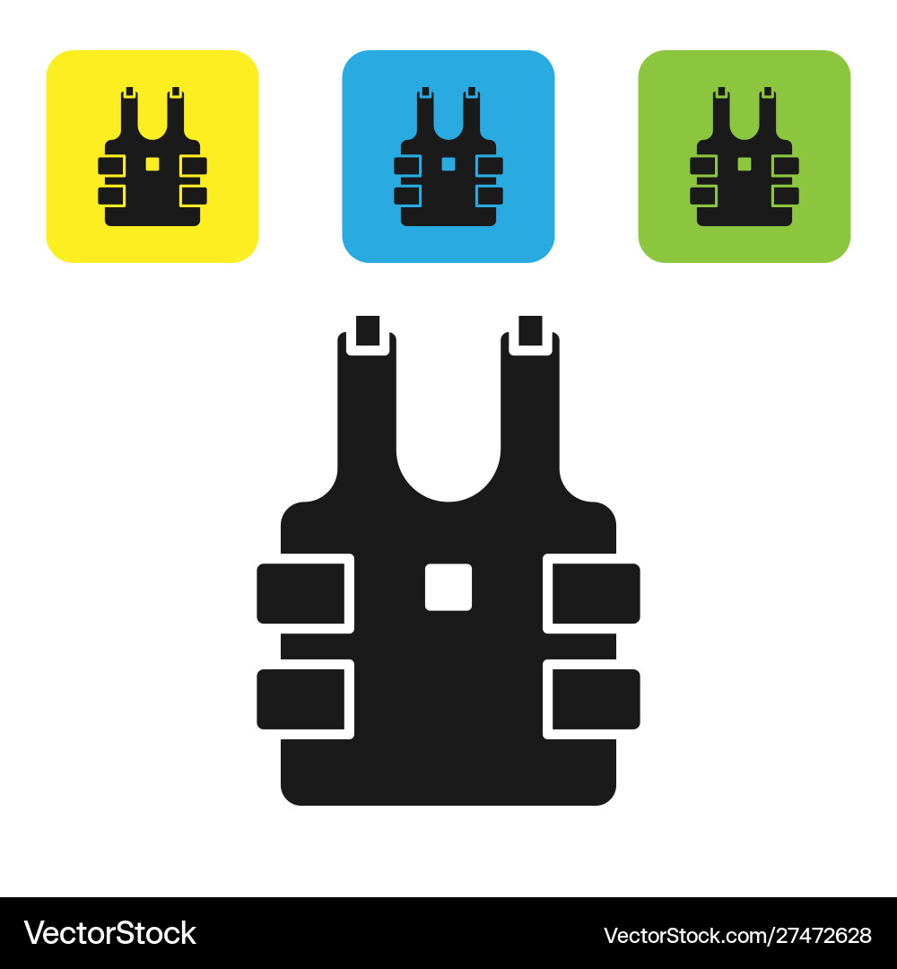Black bulletproof vest for protection from bullets Vector Image