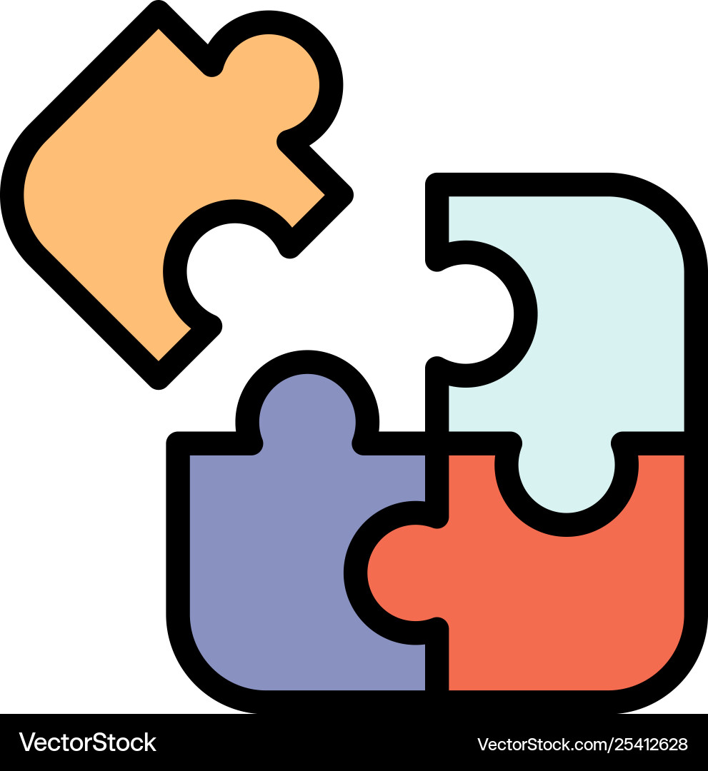 Business game logic puzzle square flat color icon Business game logic puzzle square flat color icon vector image