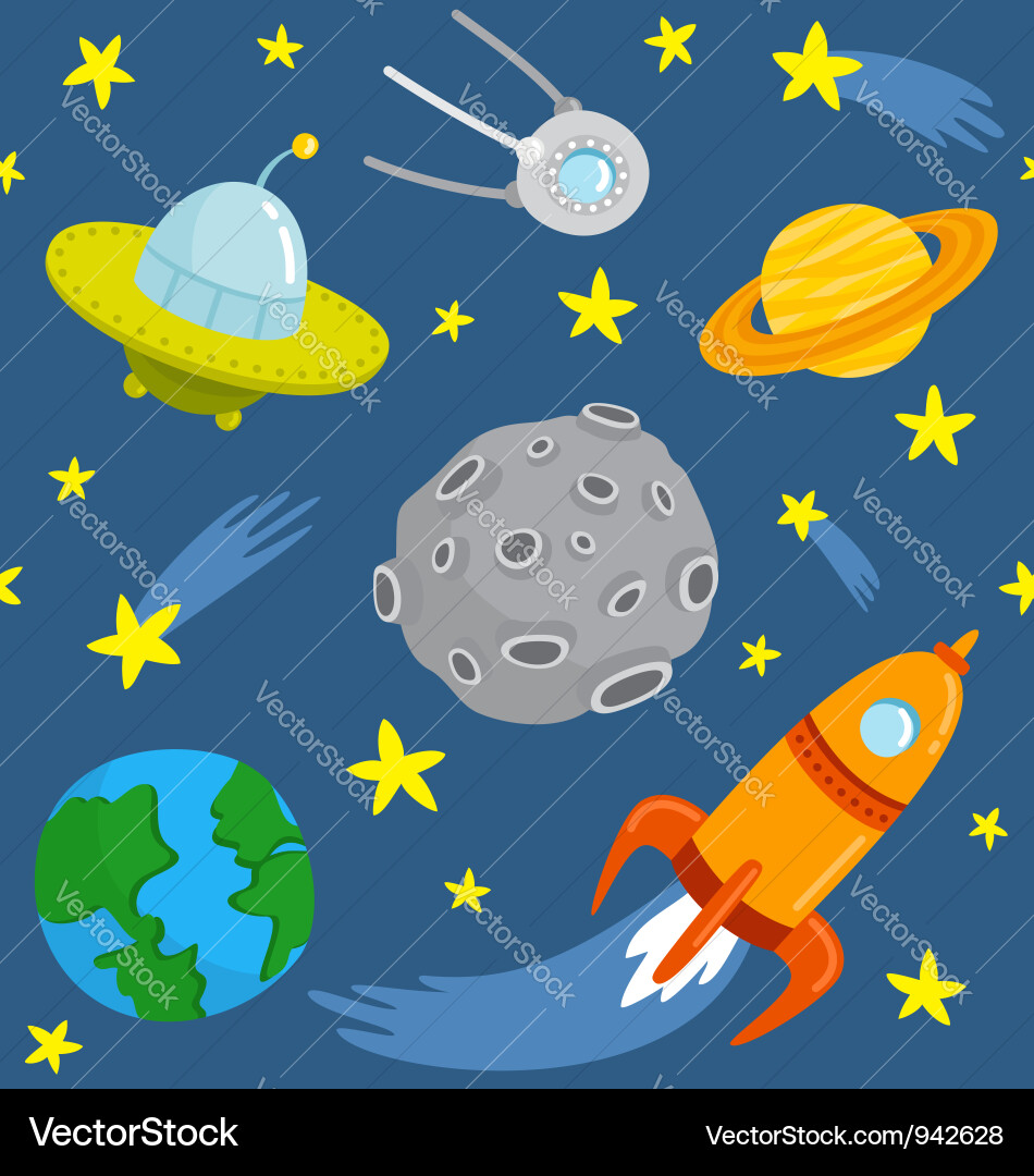 Cartoon Space Rockets Pattern vector image
