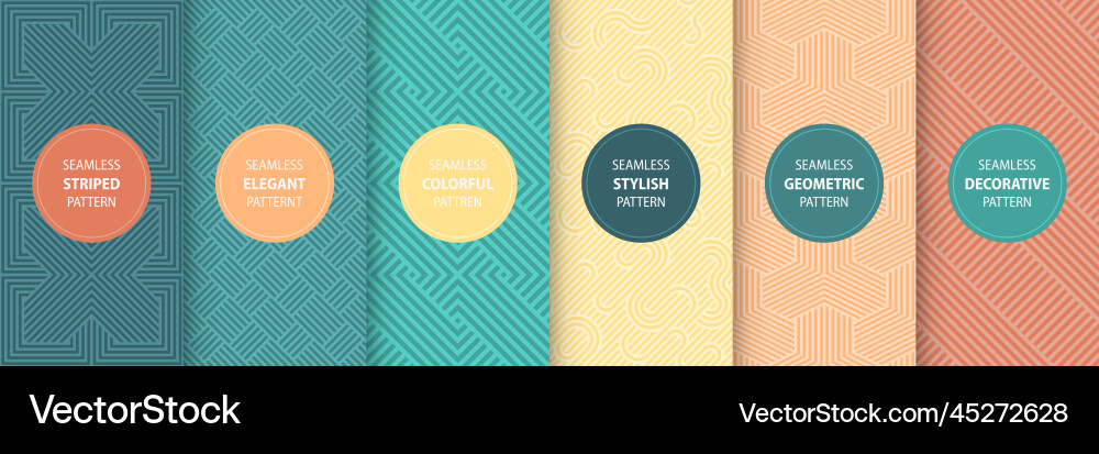 Collection of seamless geometric patterns Vector Image
