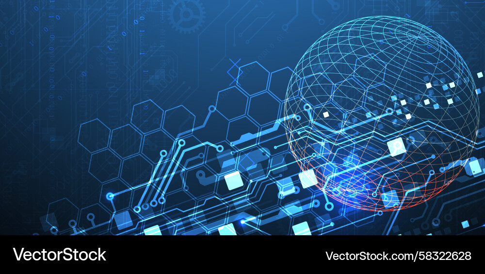 Digital Network Sphere Background Vector Image