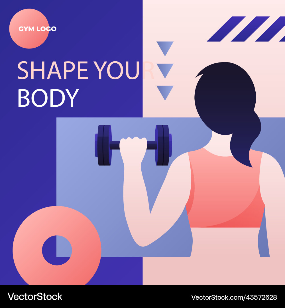 Gradient gym training and exercise posts set vector image