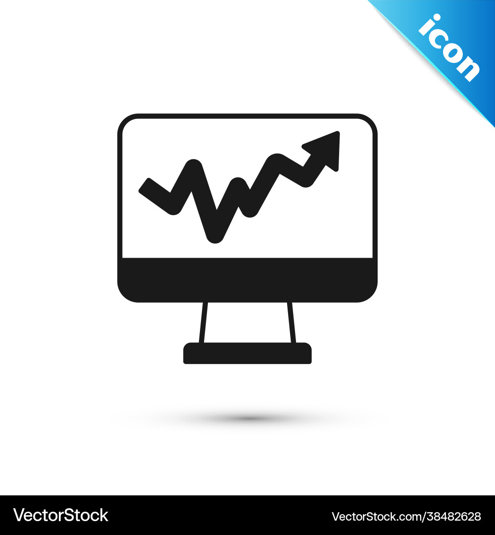 Grey computer monitor with graph chart icon Grey computer monitor with graph chart icon vector image