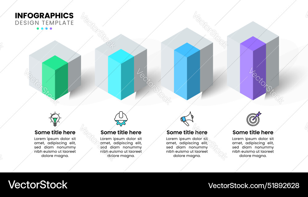 Infographic template isometric columns with 4 Vector Image