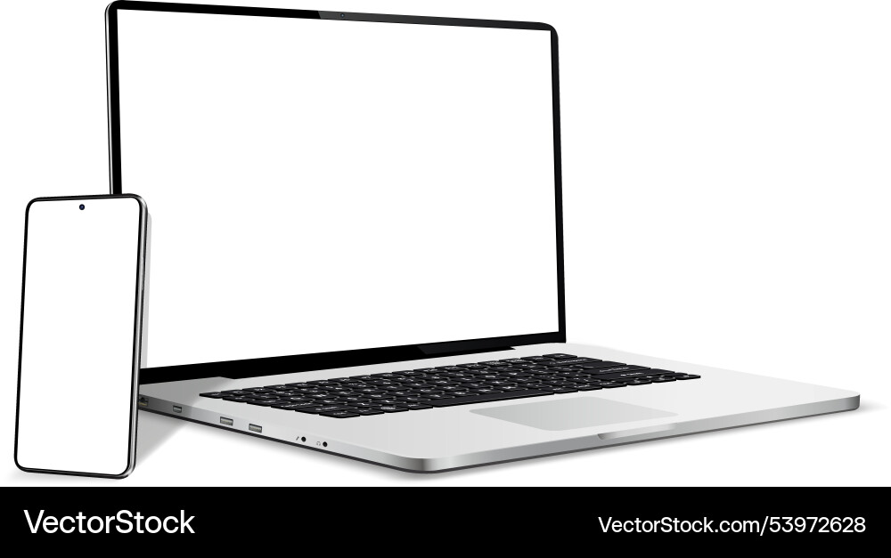 Laptop computer and smart phone with empty display Laptop computer and smart phone with empty display vector image