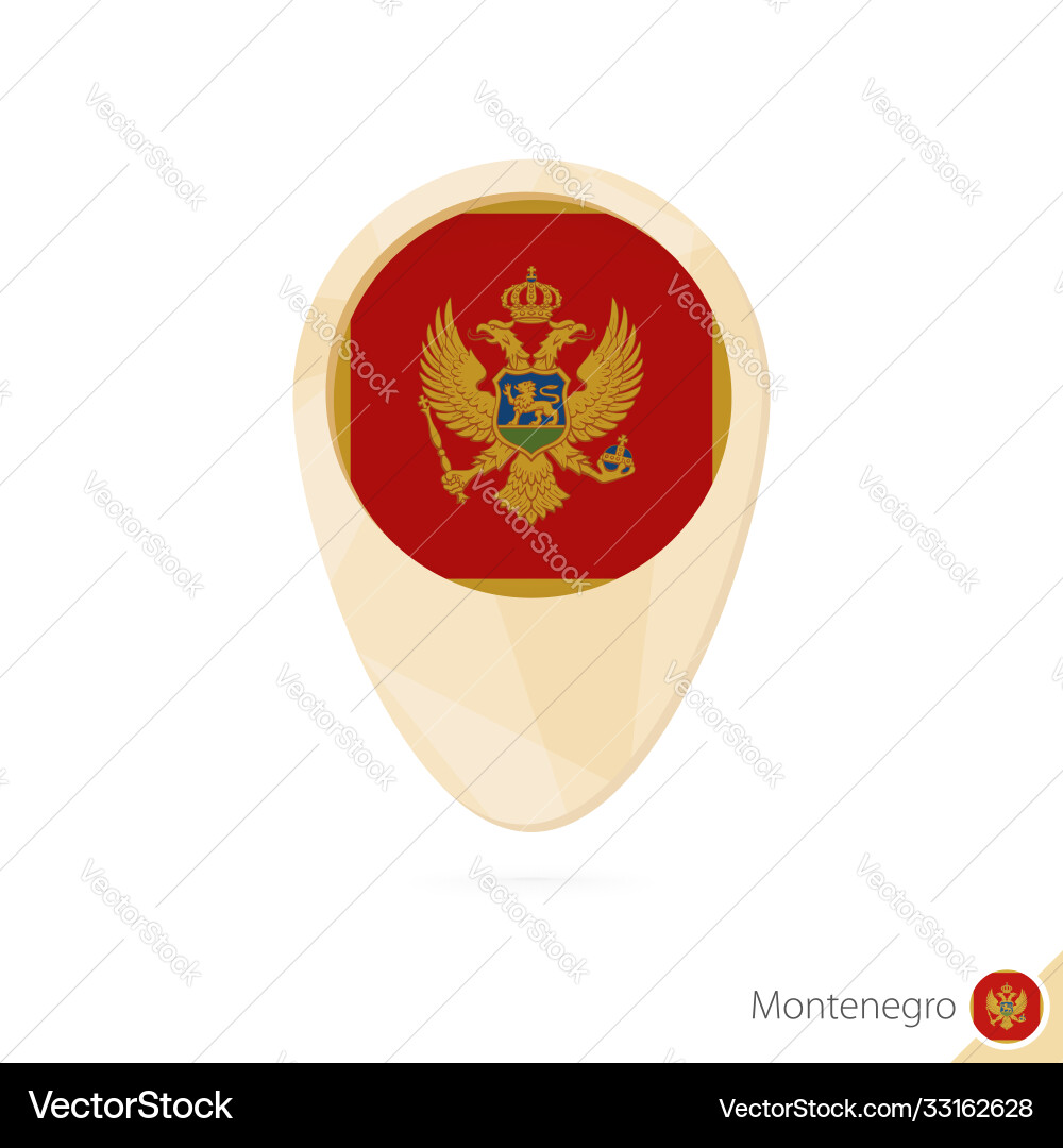 Map pointer with flag montenegro orange Vector Image