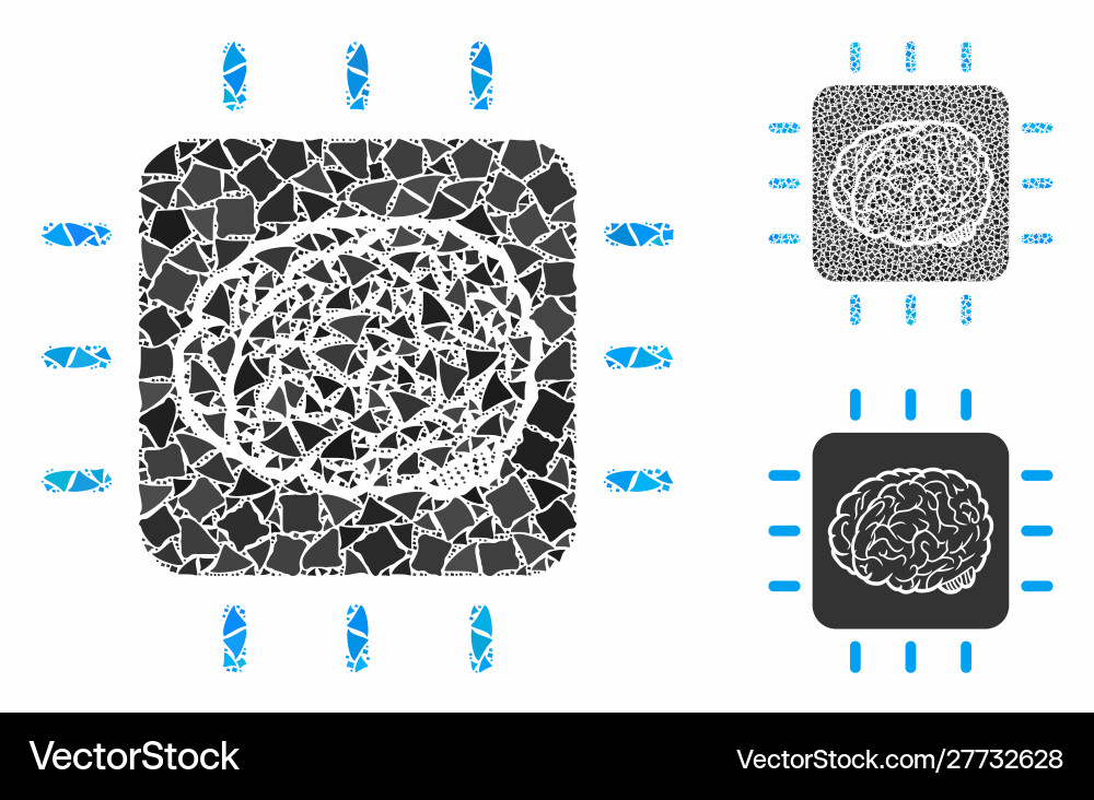 Neural processor mosaic icon rugged elements Neural processor mosaic icon rugged elements vector image