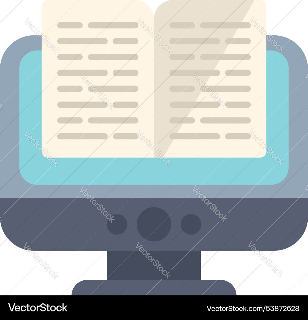 Open book displaying on desktop computer monitor Open book displaying on desktop computer monitor vector image
