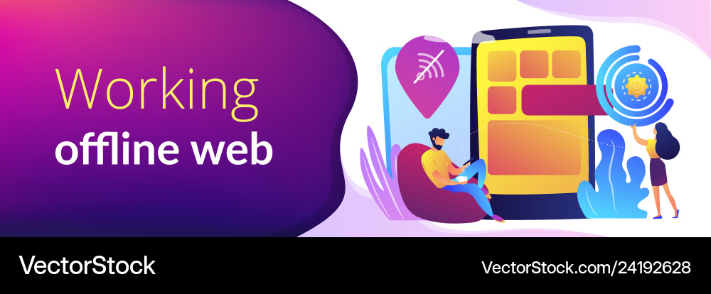 Progressive web app concept banner header Progressive web app concept banner header vector image