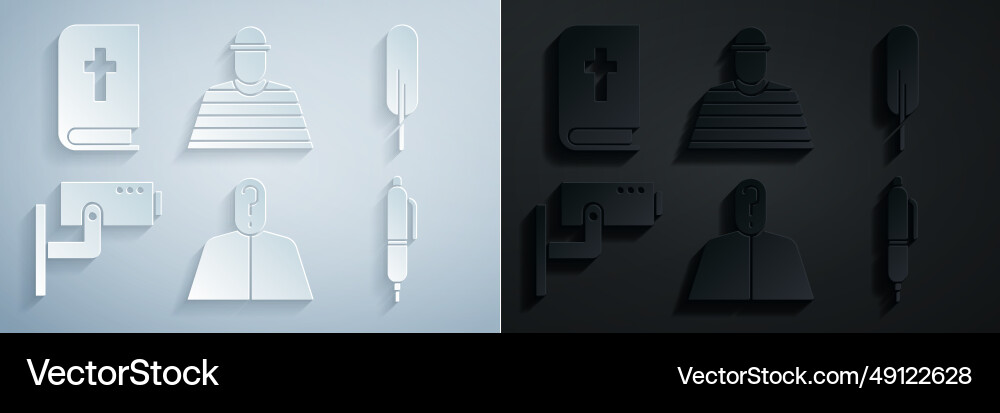 Set anonymous with question mark feather pen Set anonymous with question mark feather pen vector image