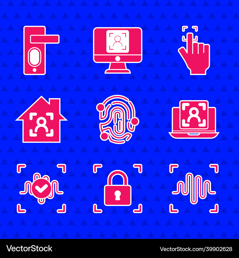Set fingerprint with lock voice recognition Set fingerprint with lock voice recognition vector image