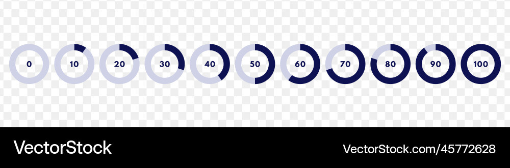 Set of blue circular progress bar timer icon Vector Image