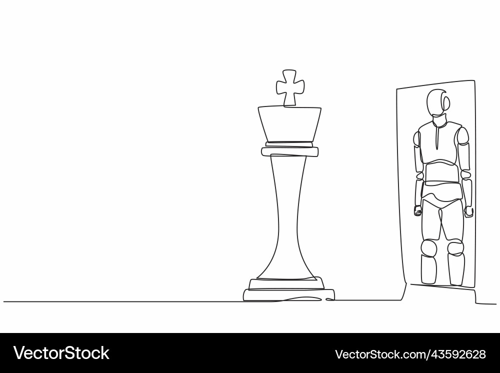 Single continuous line drawing robots standing Vector Image