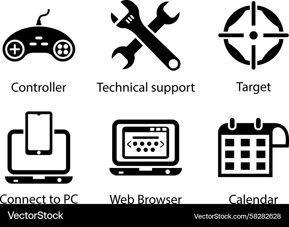 Technical Support & Connection Icons Vector Image
