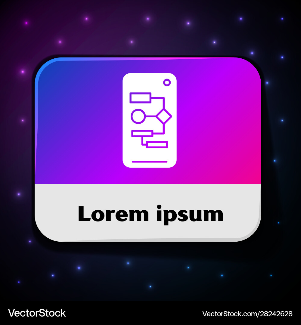 White algorithm icon isolated on black background vector image