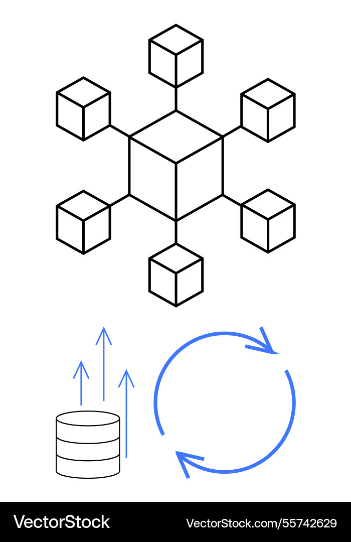 Blockchain network nodes with data storage Vector Image