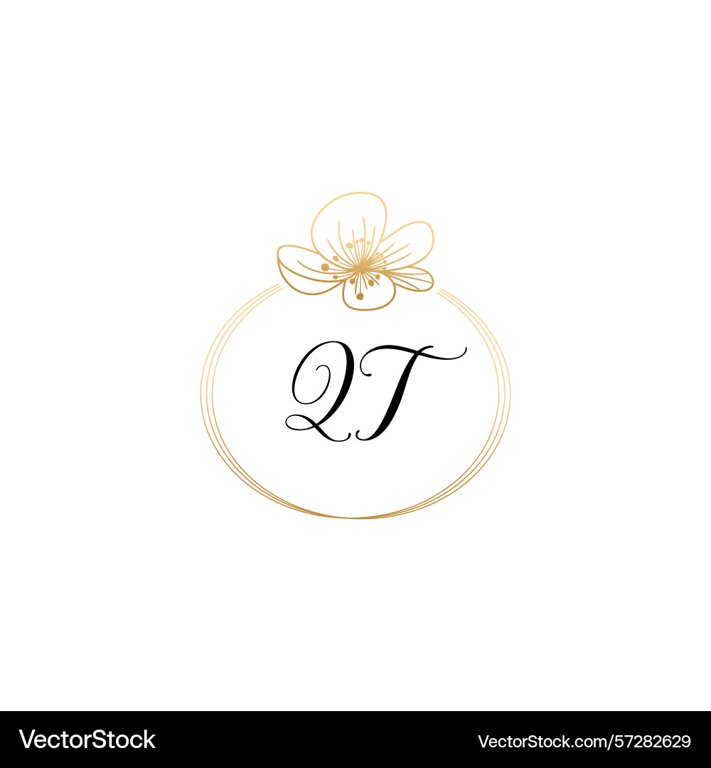 Botanical monogram logos with initial qt Botanical monogram logos with initial qt Vector Image