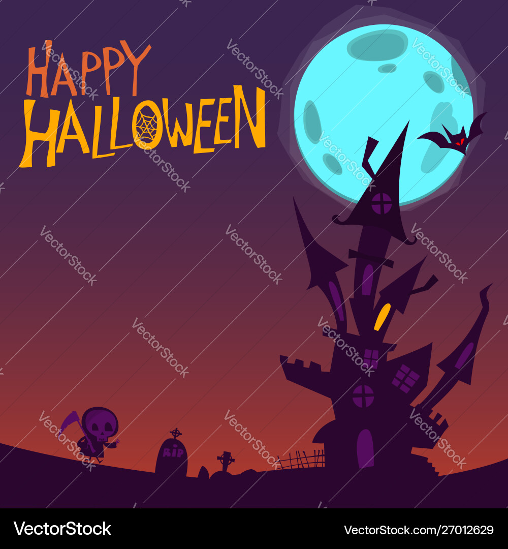 Cartoon scary haunted house halloween Cartoon scary haunted house halloween vector image