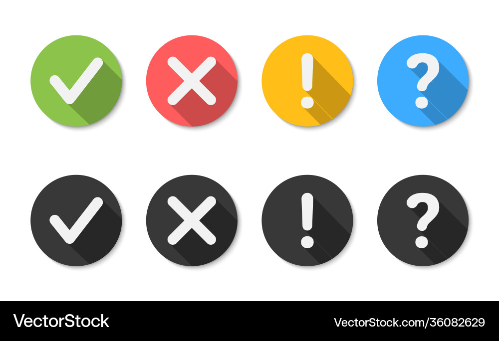 Cross check mark question and exclamation vector image