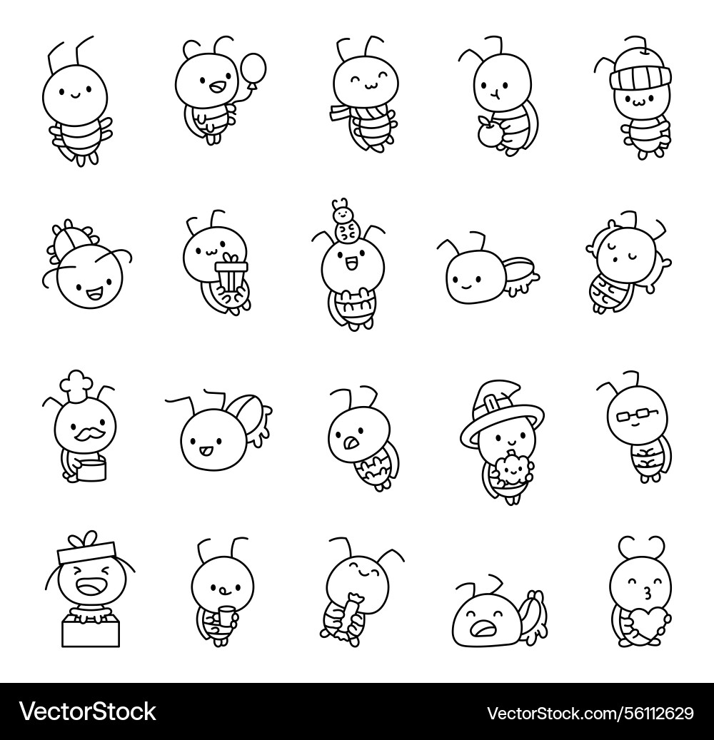 Cute cockroach character set showing different Vector Image