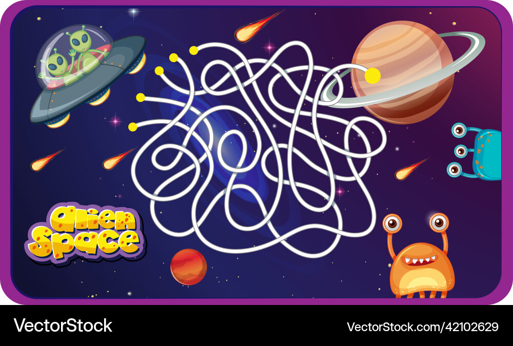 Game design with aliens in space background vector image