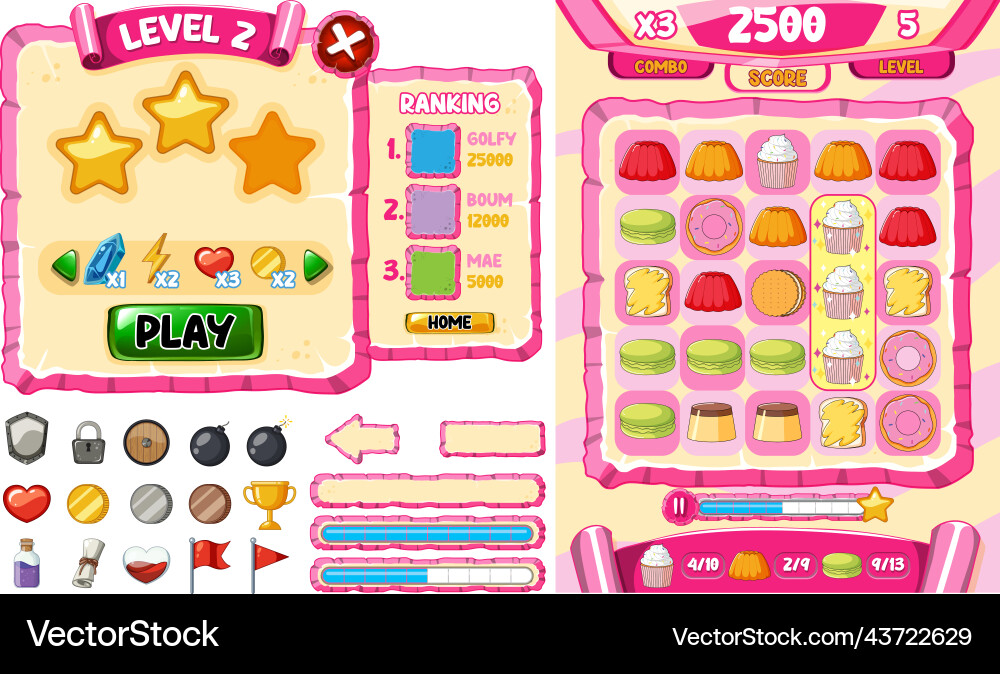 Game element template design set Game element template design set vector image