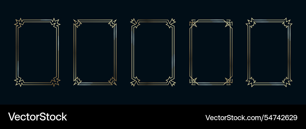 Golden frames set thin line gold borders luxury Golden frames set thin line gold borders luxury vector image