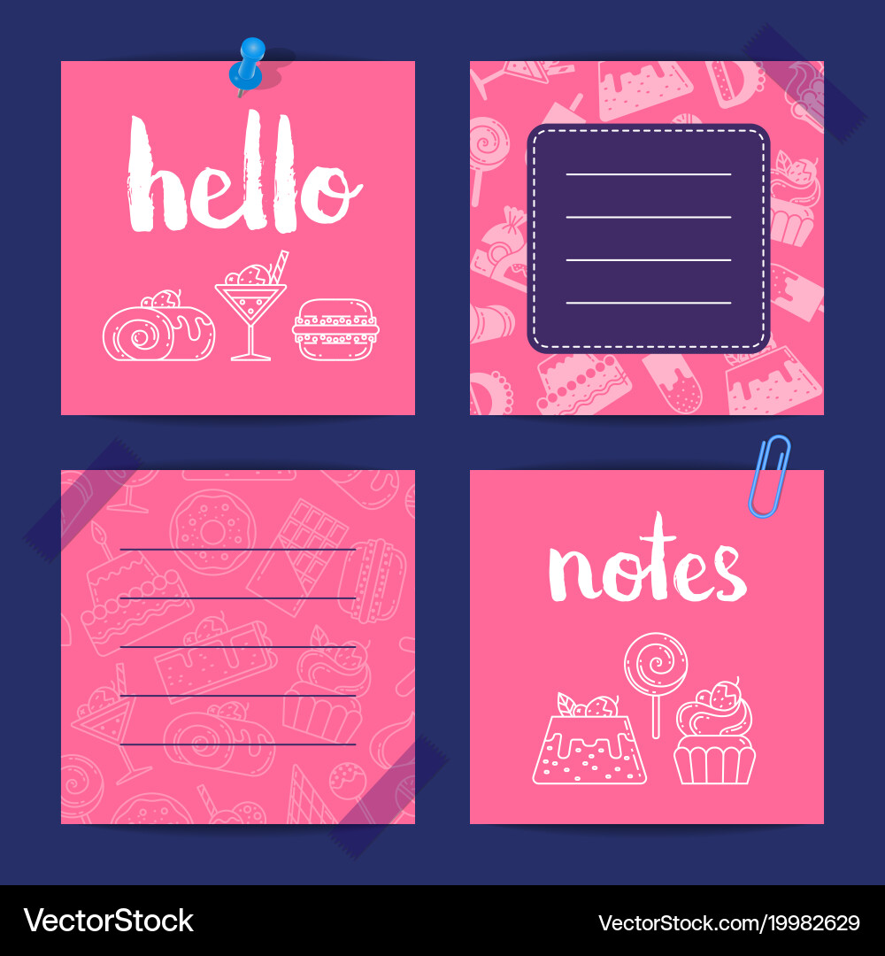 Notes templates with sweets Vector Image