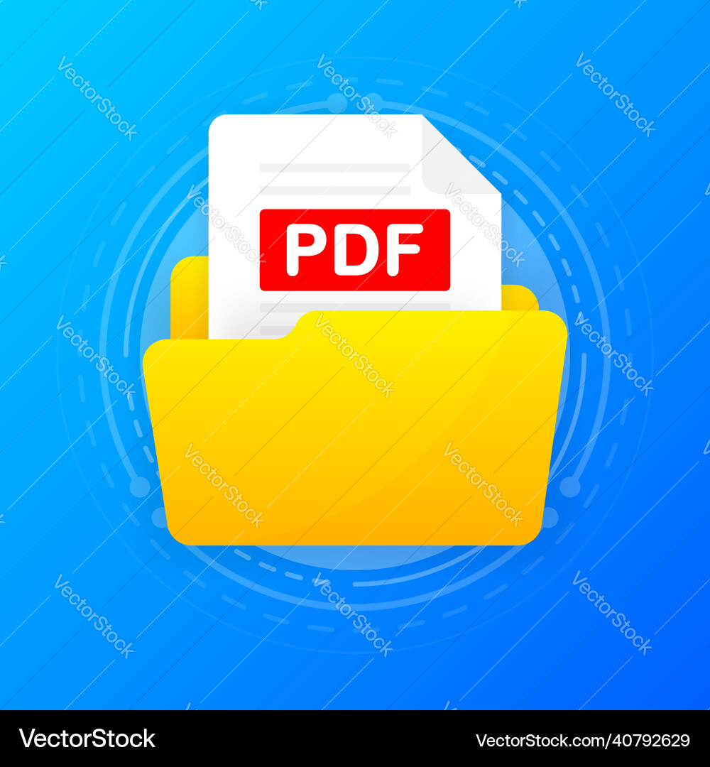 Open folder icon with pdf file inside vector image