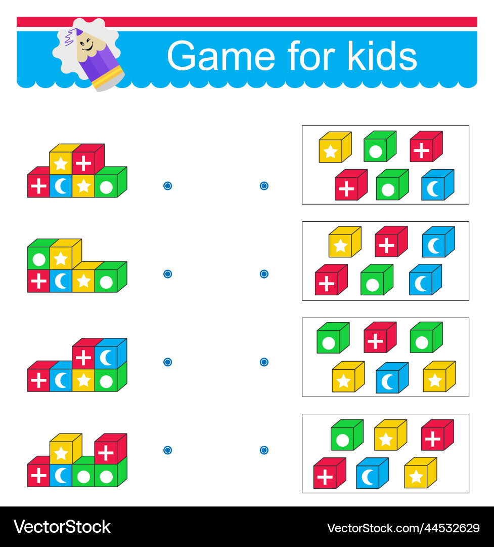 Puzzle game for kids task development Puzzle game for kids task development vector image