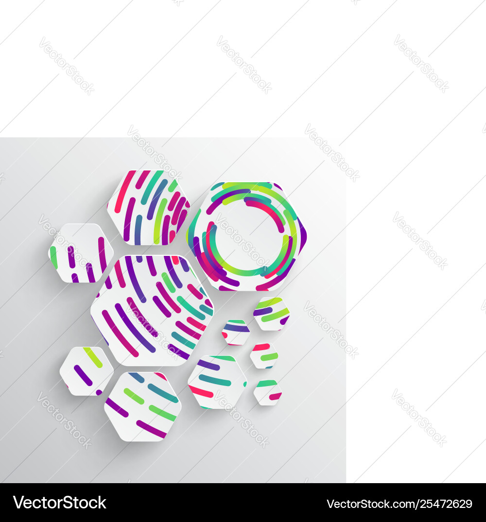 Rounded shape with shadow and colorful circle Vector Image
