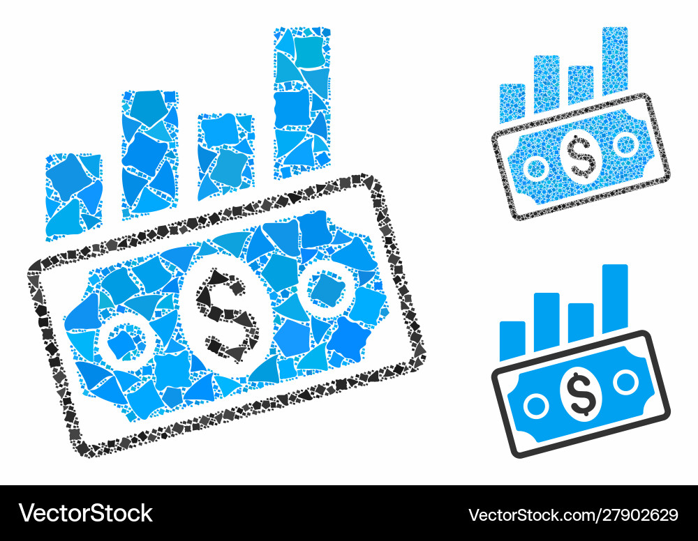 Sales bar chart mosaic icon bumpy items Vector Image