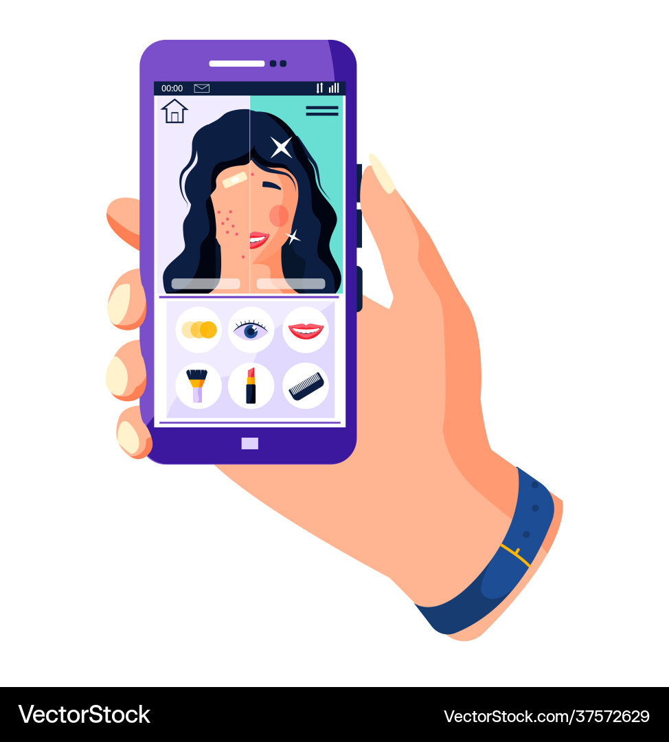 Selfie Filter App Interface Vector Image