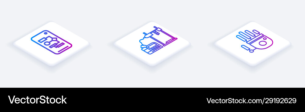Set isometric line algorithm 3d printer vector image