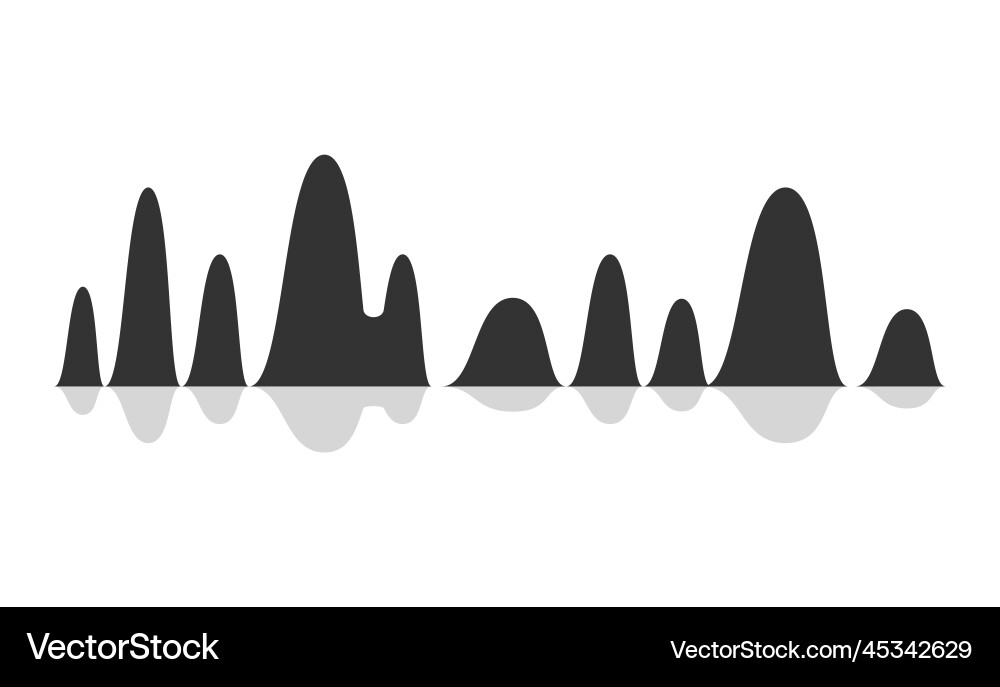Sound wave with black curve waveforms for audio vector image